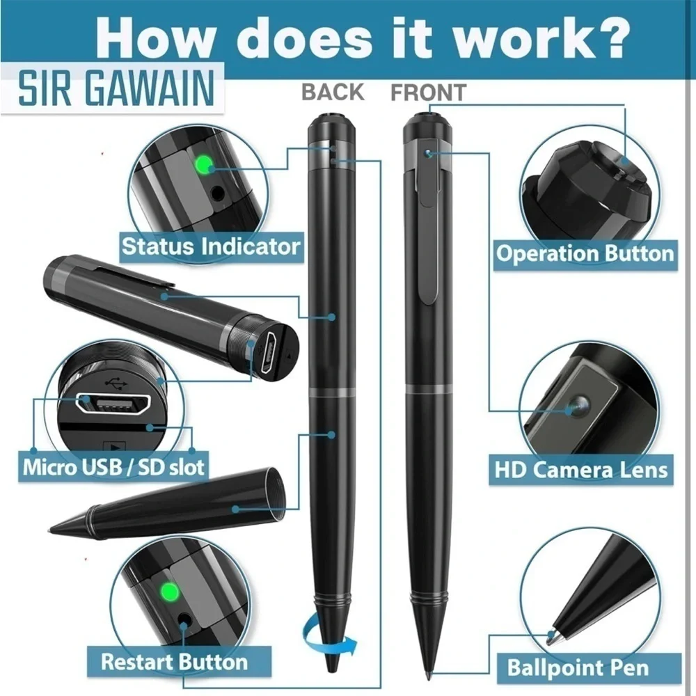 Brand New Hidden Camera Pen 1080p w/ 64GB Micro SD Mini Body HD Video Recorder